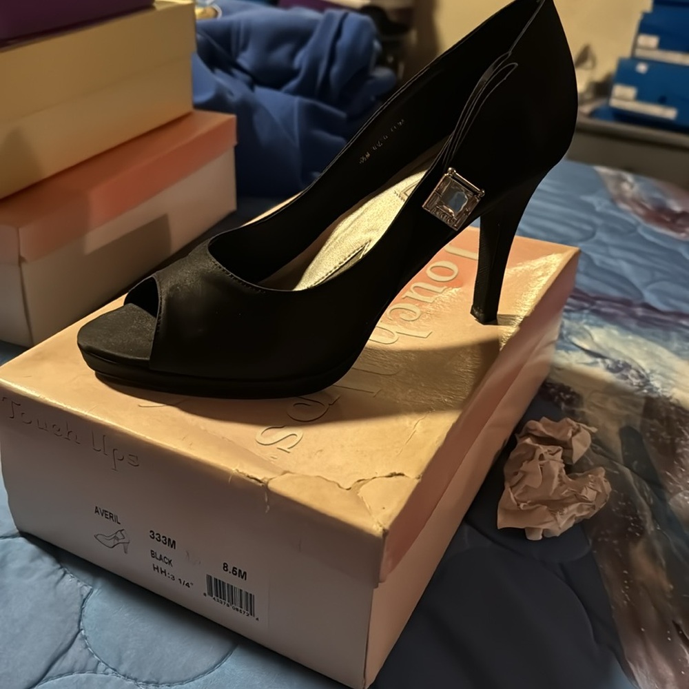 Elegant Black Peep-Toe Heels